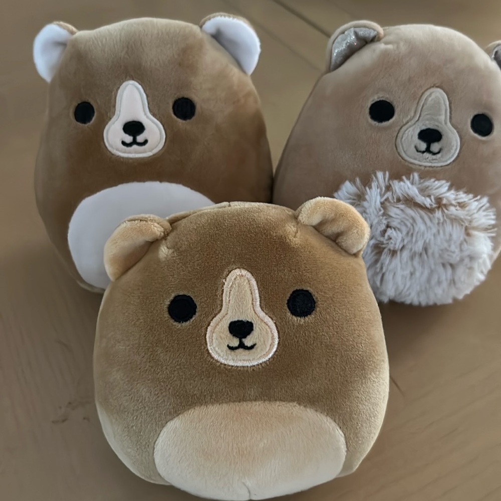 Squishmallow 5"  BEAR Family of 3
preloved and great condition no tags